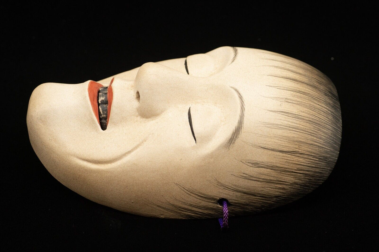 HQ Signed Wooden Noh Mask Yoroboshi 弱法師 Noh Men Japanese Vintage