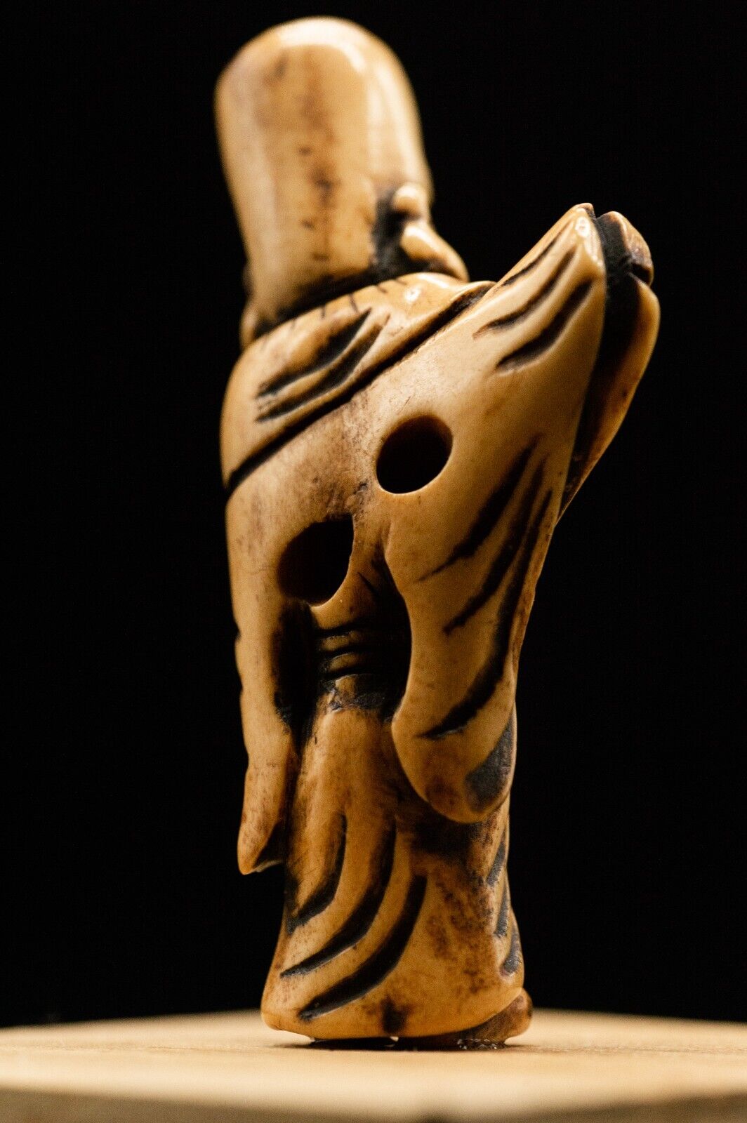 Stag Antler NETSUKE Wiseman Japanese Edo - Meiji Antique Vintage