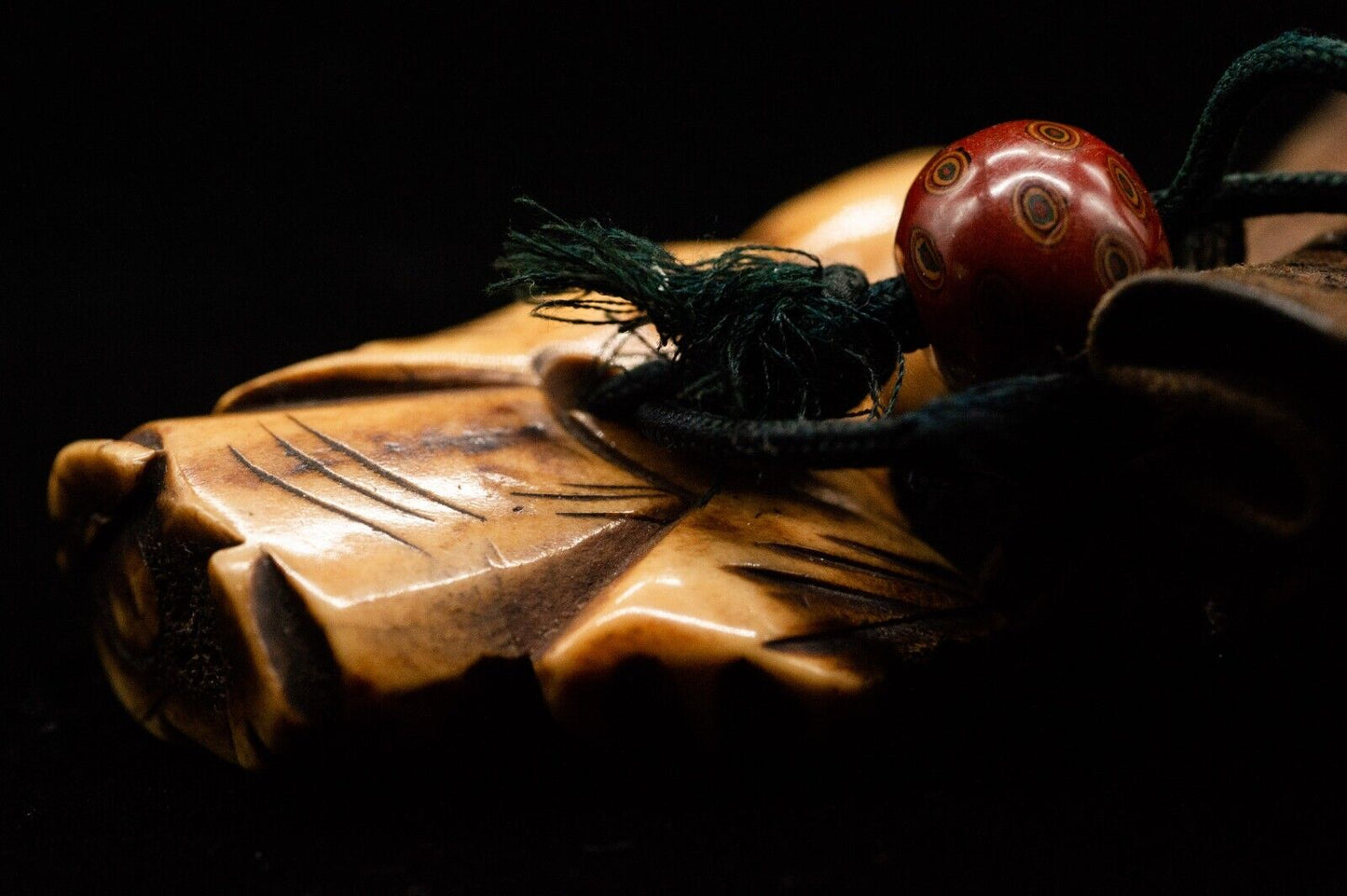 Stag Antler NETSUKE Wiseman and Bag Japanese Edo - Meiji Antique Vintage