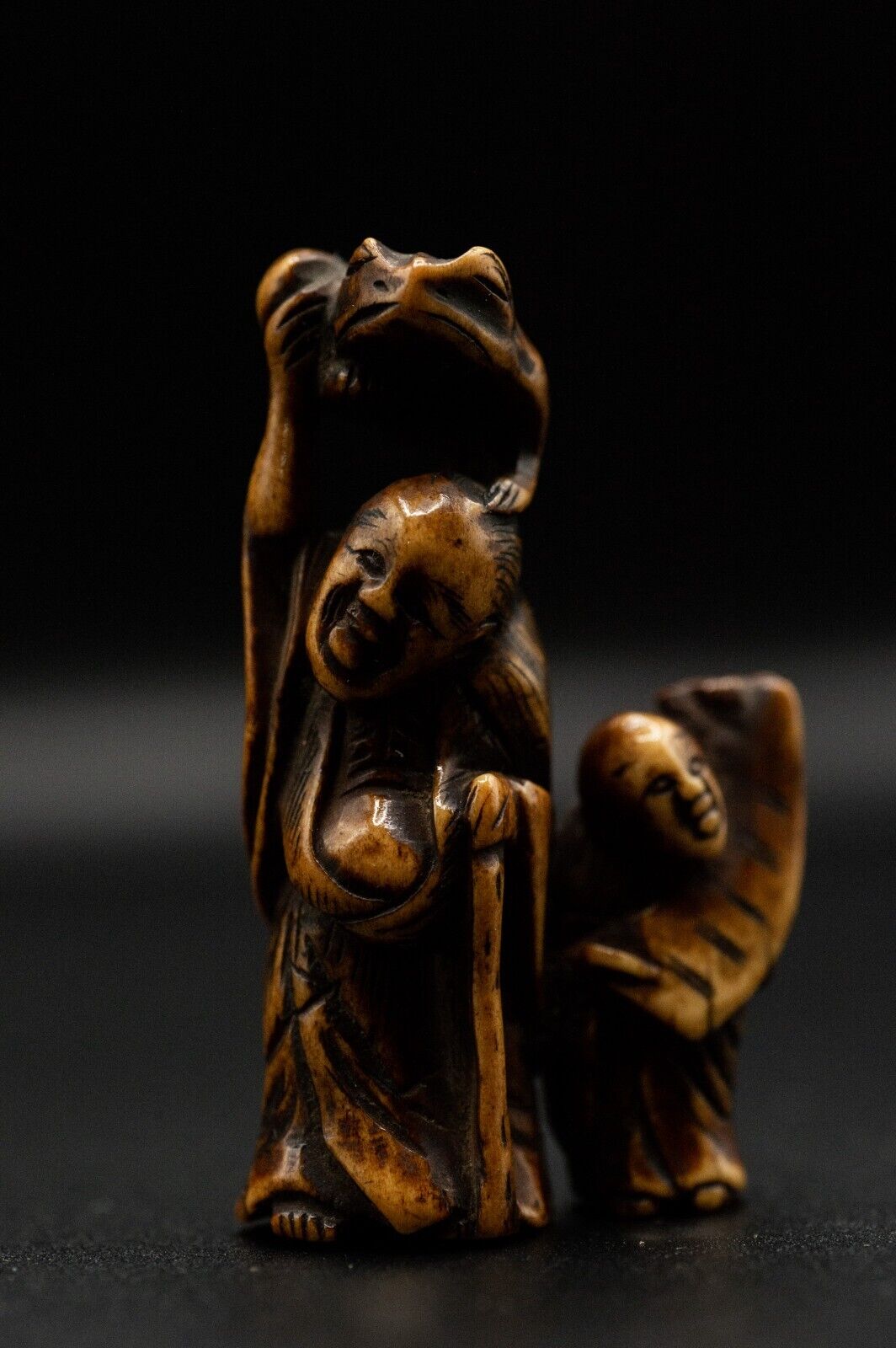 Stag Antler NETSUKE Hermit Japanese Edo - Meiji Antique Vintage