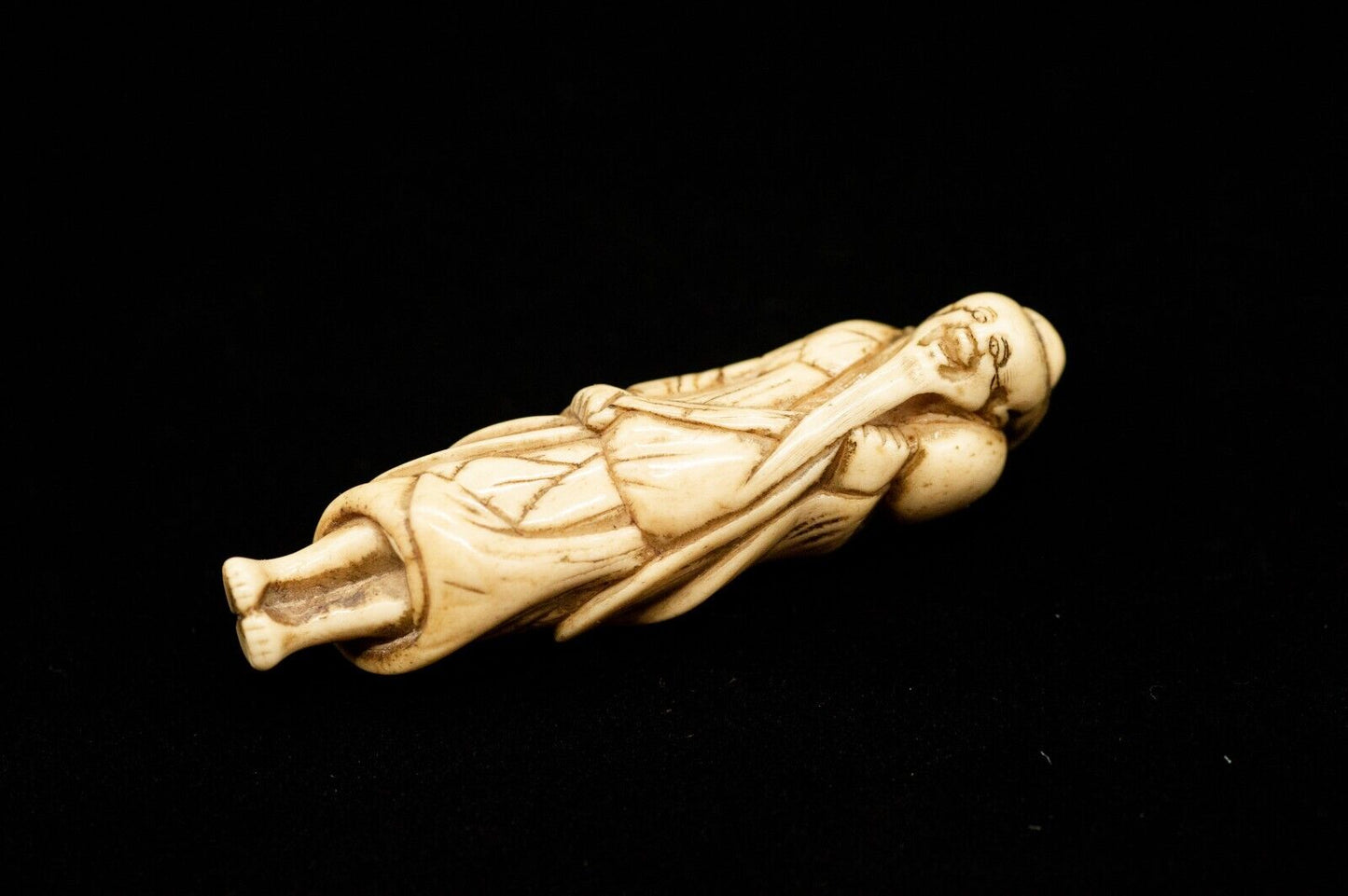 Stag Antler NETSUKE Hermit Japanese Edo Meiji Antique