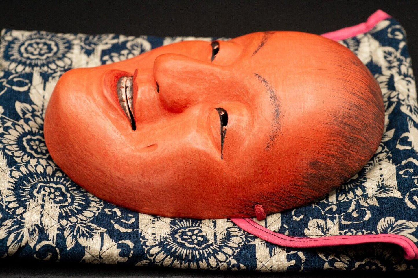 HQ Signed Wooden Noh Mask w/Bag Sho-jo Men Japanese Antique Vintage