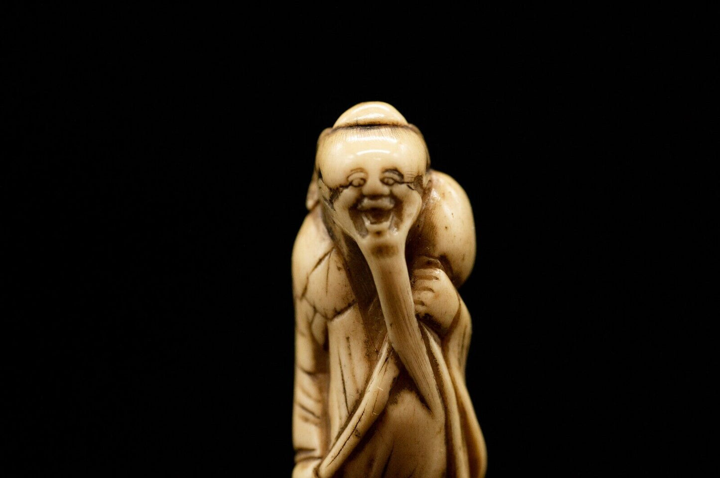 Stag Antler NETSUKE Hermit Japanese Edo Meiji Antique