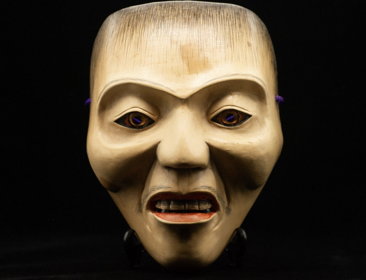 HQ Signed Wooden Noh Mask Frog Kawazu 蛙 Seiun 静雲 Made Noh Men Japanese Vintage