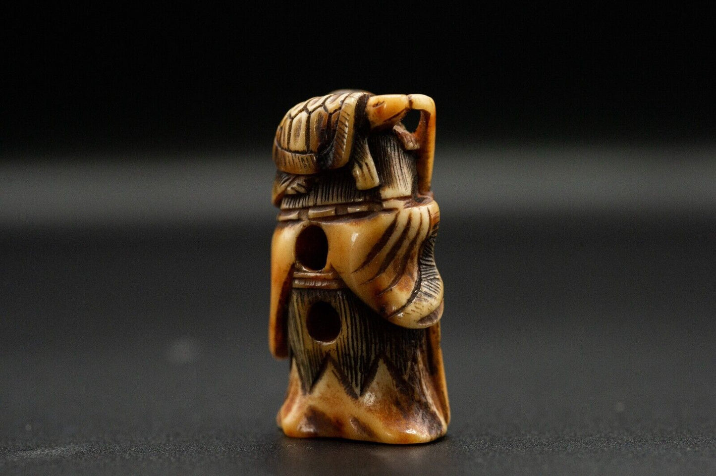 Stag Antler NETSUKE Hermit Japanese Edo - Meiji Antique Vintage