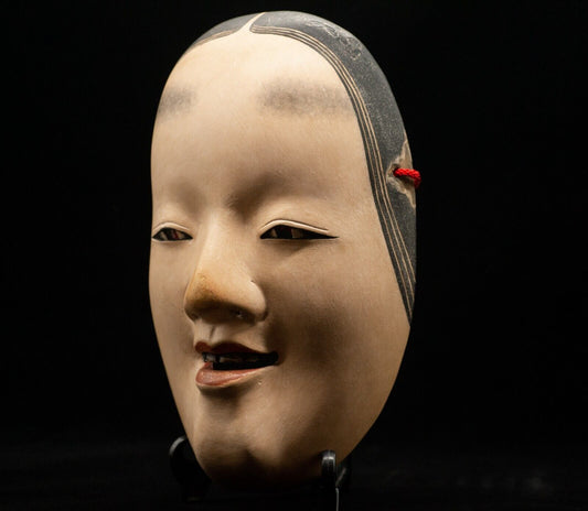 Signed Wooden Noh Mask Koomote 小面  Senryu Morikawa made Noh Men Japanese Vintage
