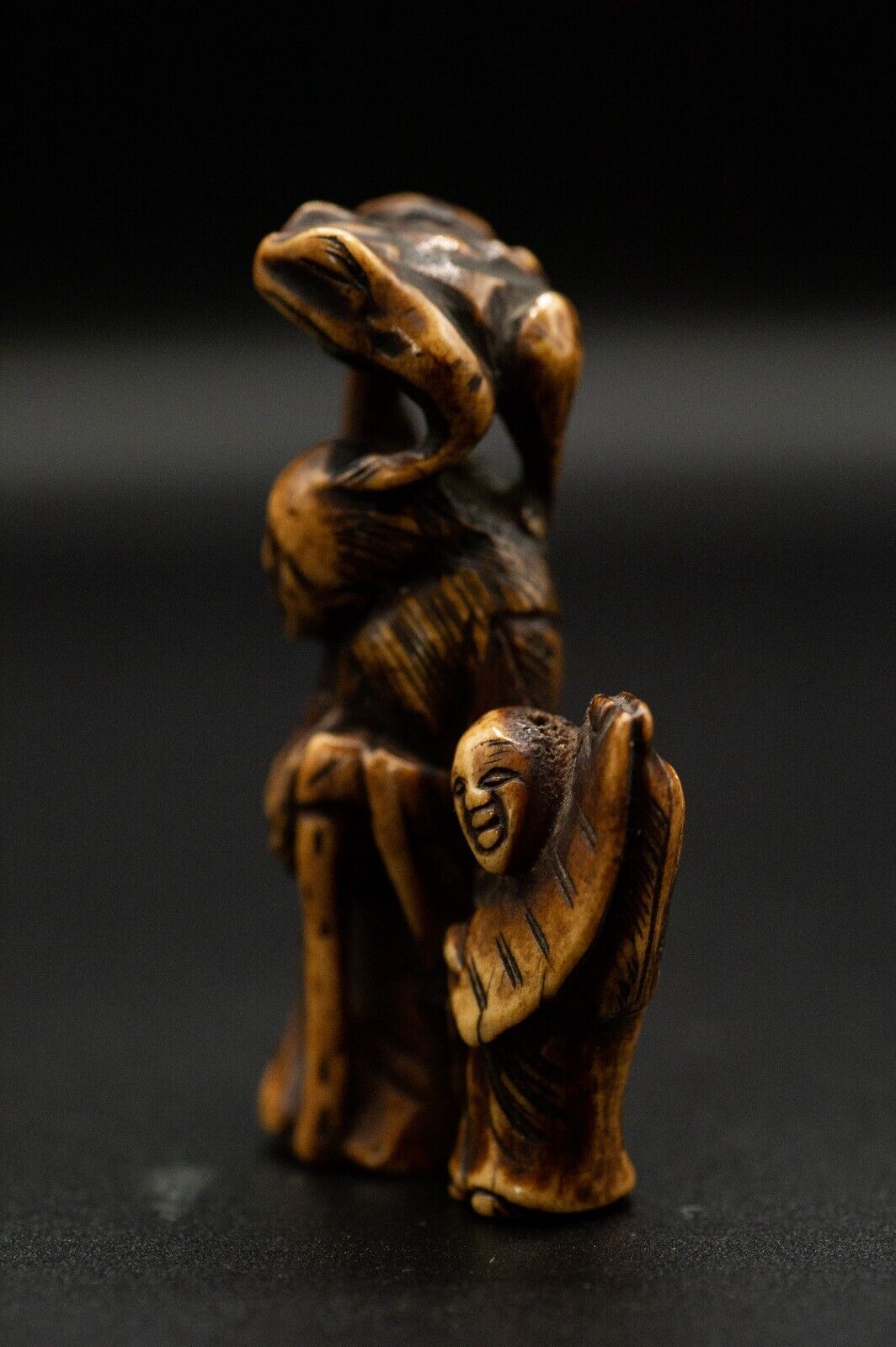 Stag Antler NETSUKE Hermit Japanese Edo - Meiji Antique Vintage