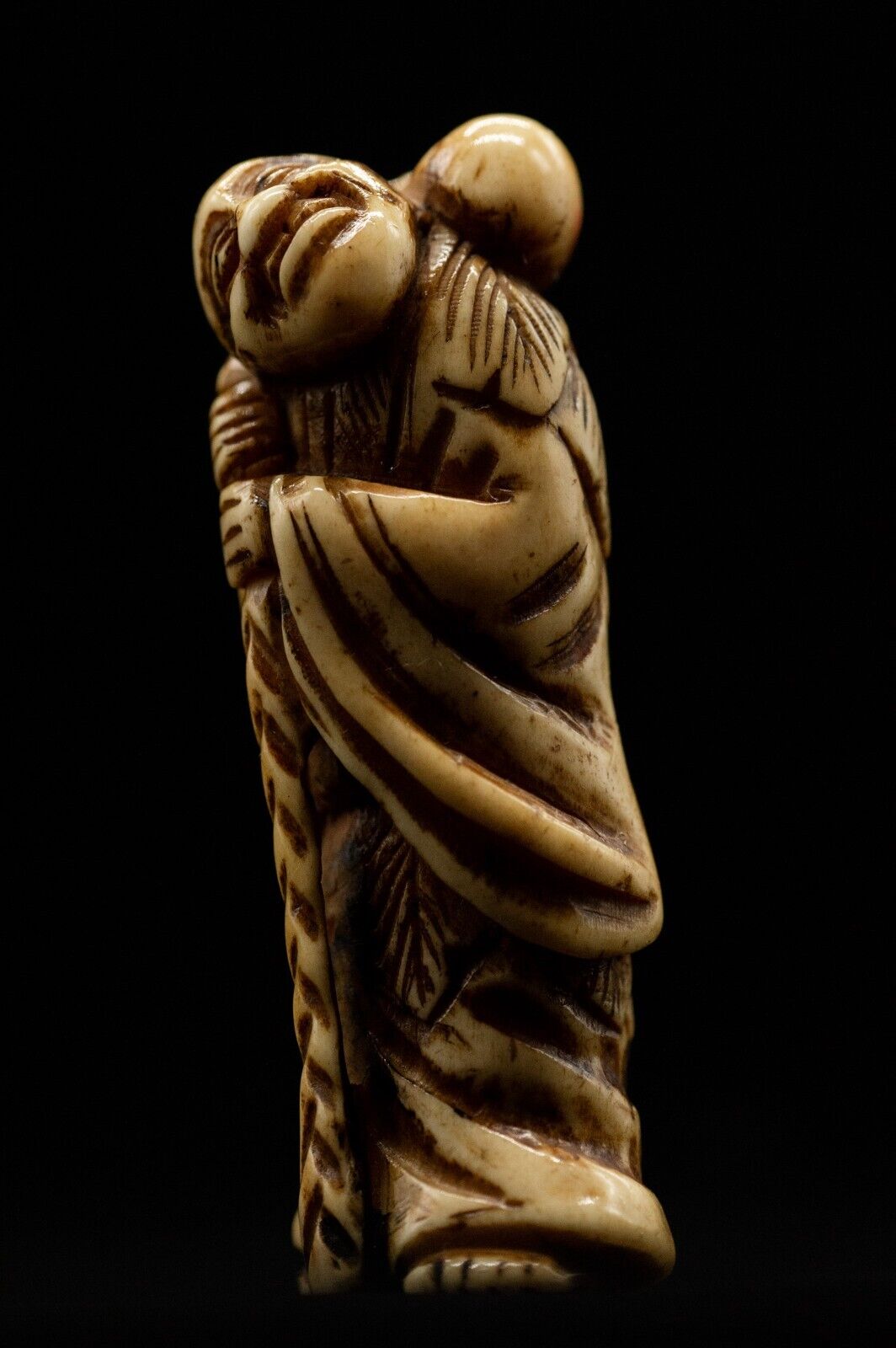 Stag Antler NETSUKE Hermit Japanese Edo - Meiji Antique Vintage