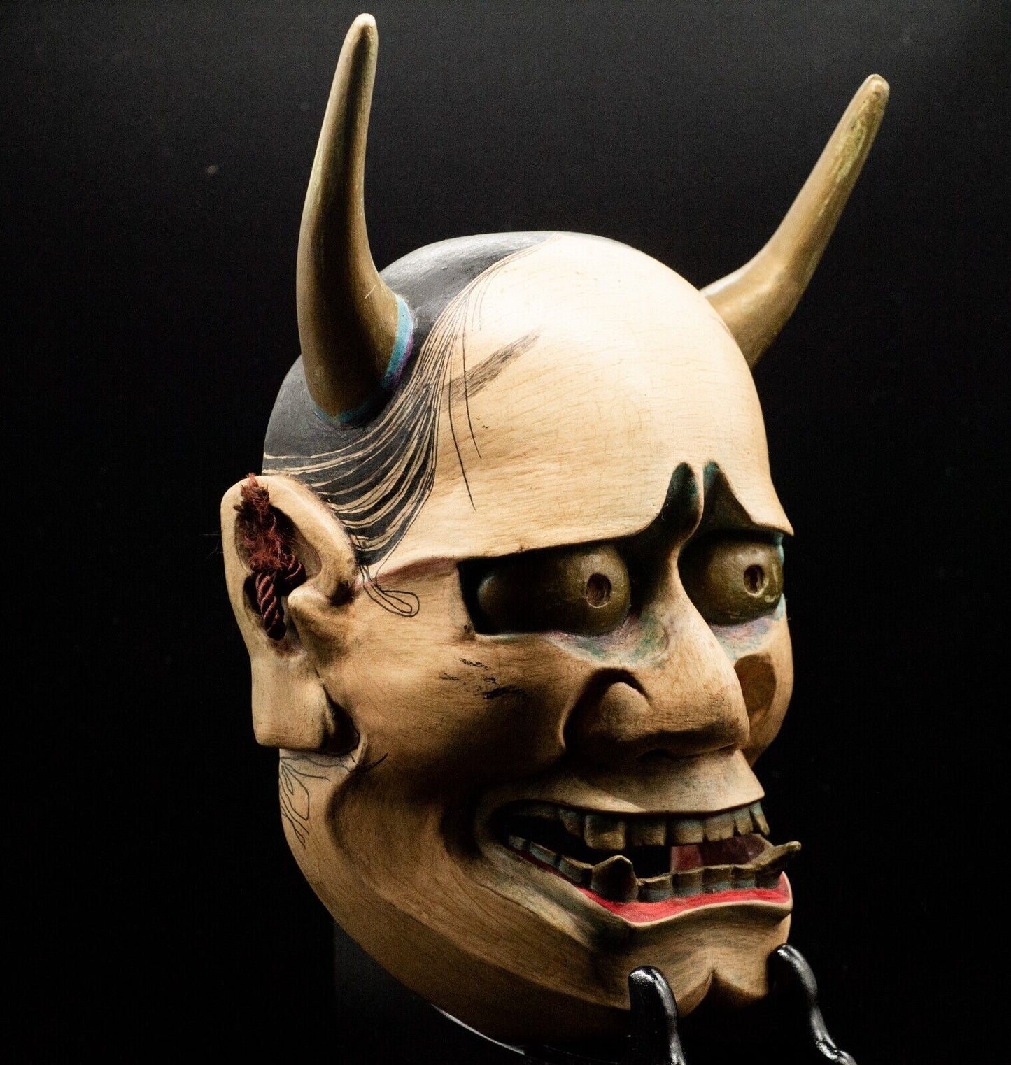 HQ Wooden Noh Mask Hannya 般若 Noh Men Japanese Antique Vintage Hannnya