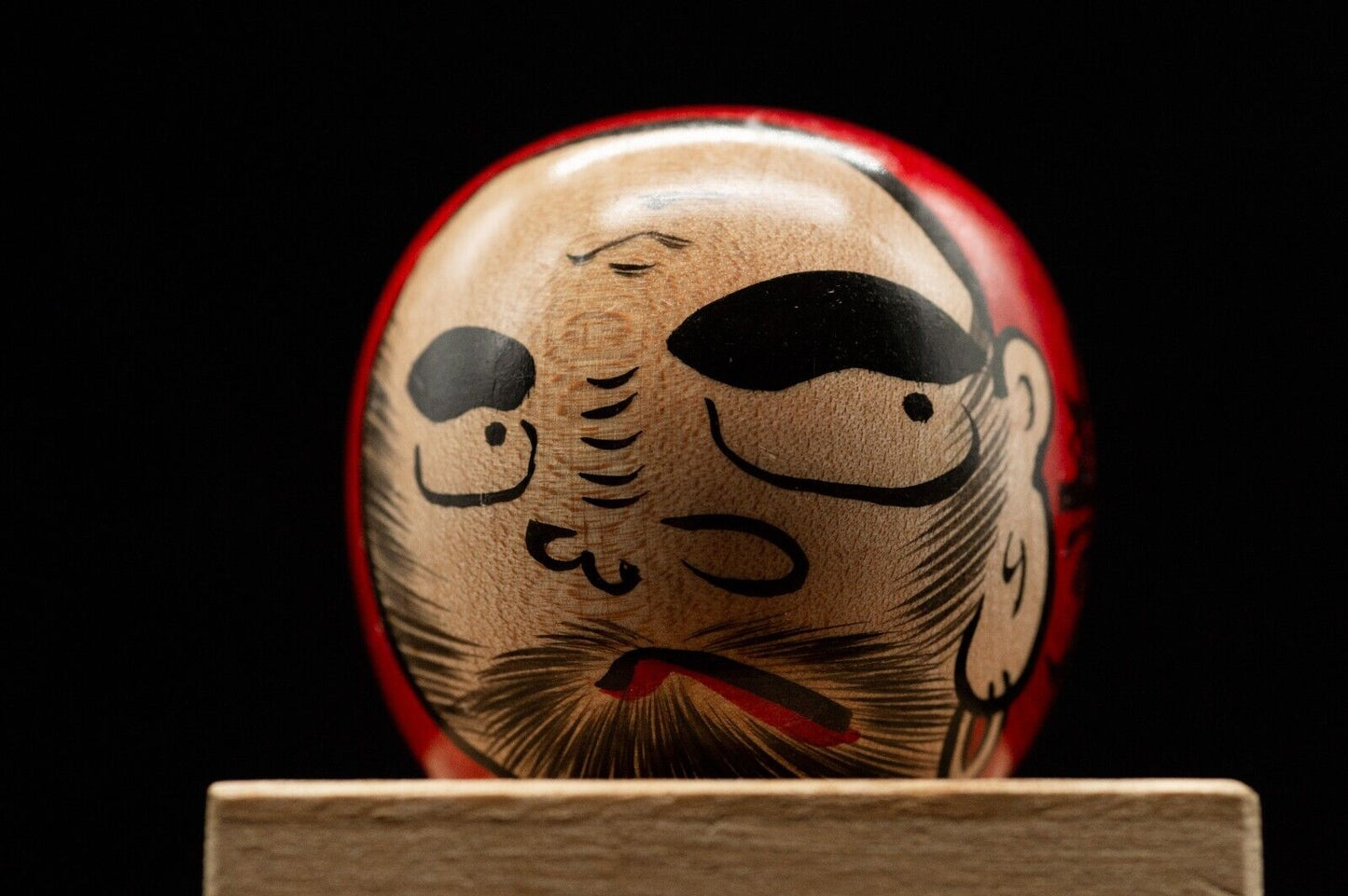 Vintage Daruma Kokeshi Japanese wooden traditional doll by Masanori