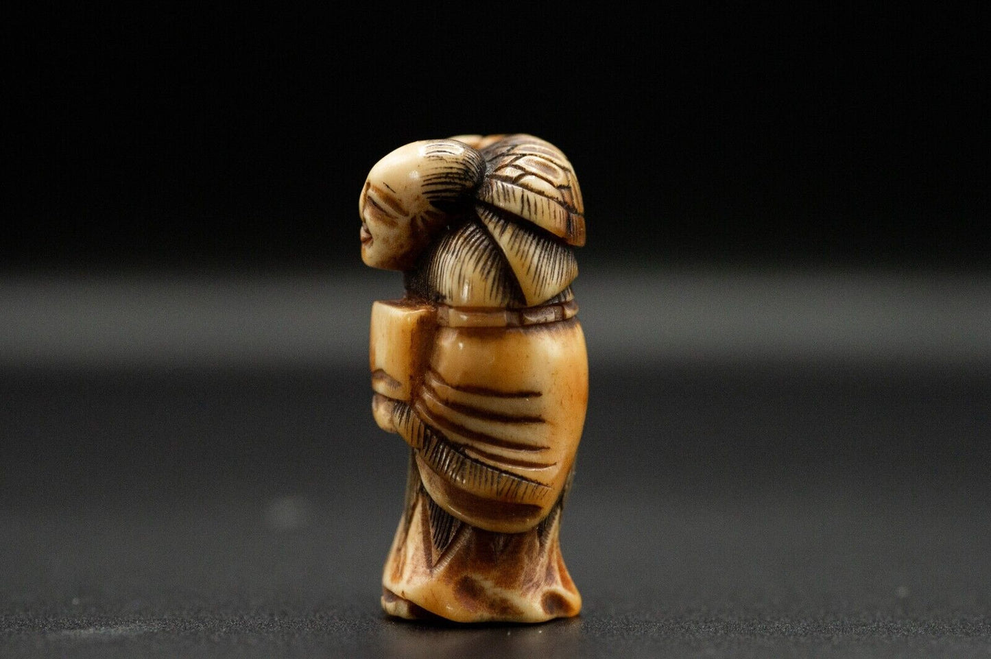 Stag Antler NETSUKE Hermit Japanese Edo - Meiji Antique Vintage