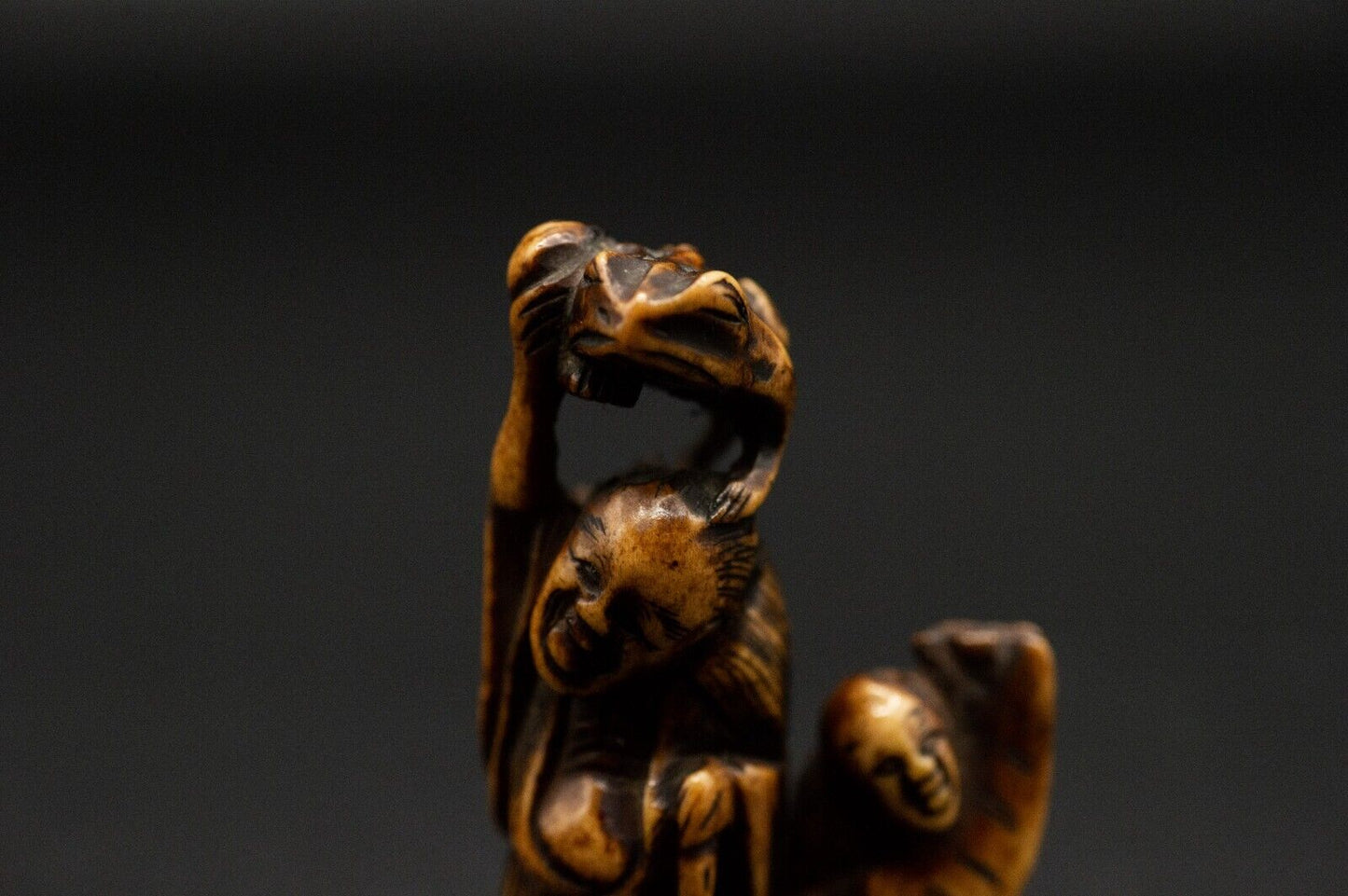 Stag Antler NETSUKE Hermit Japanese Edo - Meiji Antique Vintage