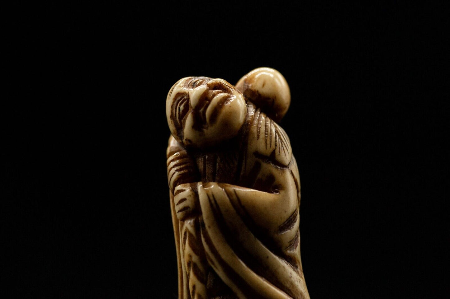 Stag Antler NETSUKE Hermit Japanese Edo - Meiji Antique Vintage