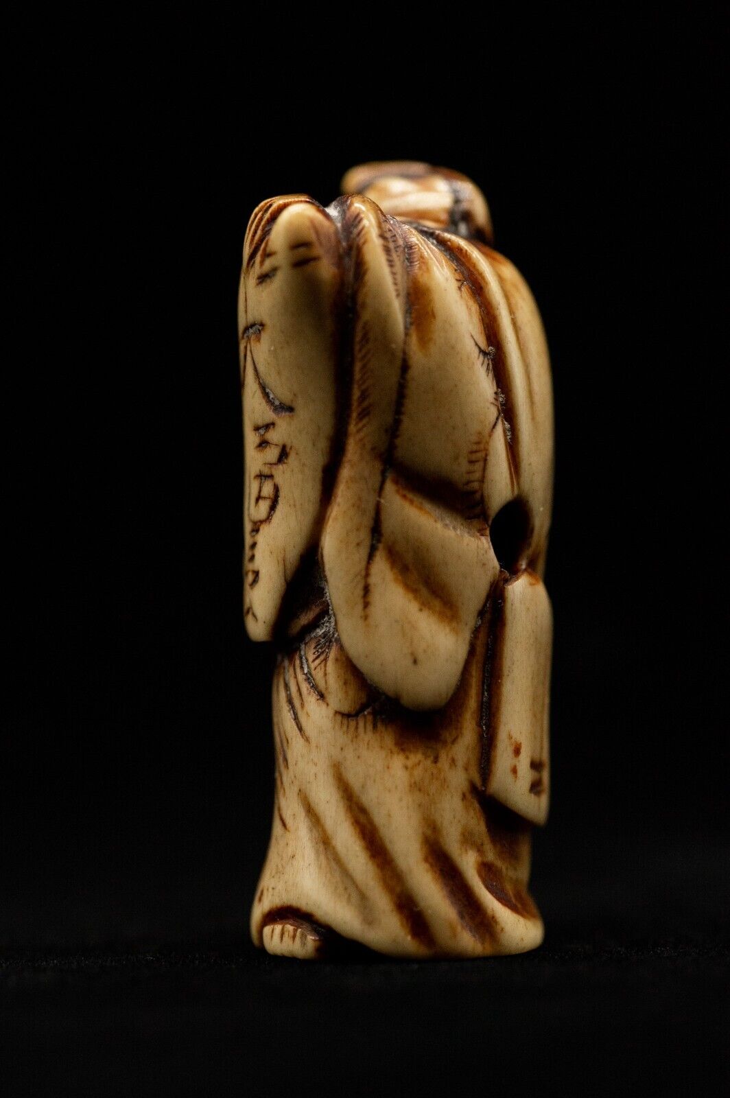 Stag Antler NETSUKE 大福帳 money fortune Japanese Edo - Meiji Antique Vintage