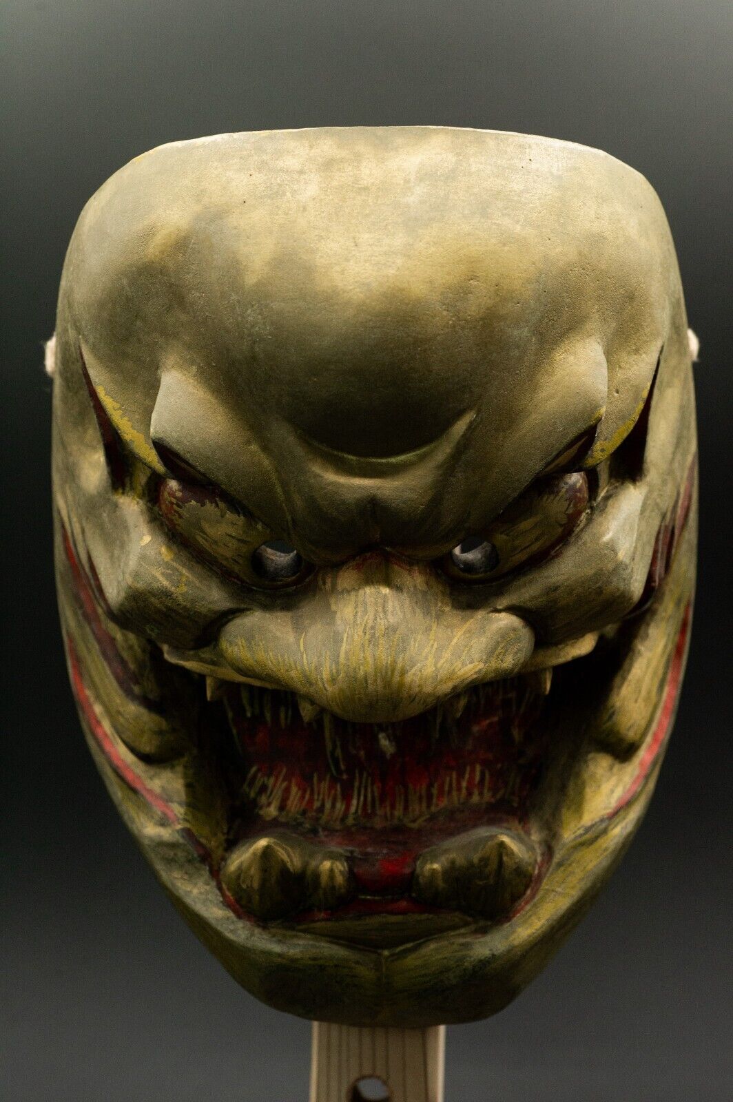 HQ Signed Wooden Noh Mask Demon Men Japanese Antique Vintage