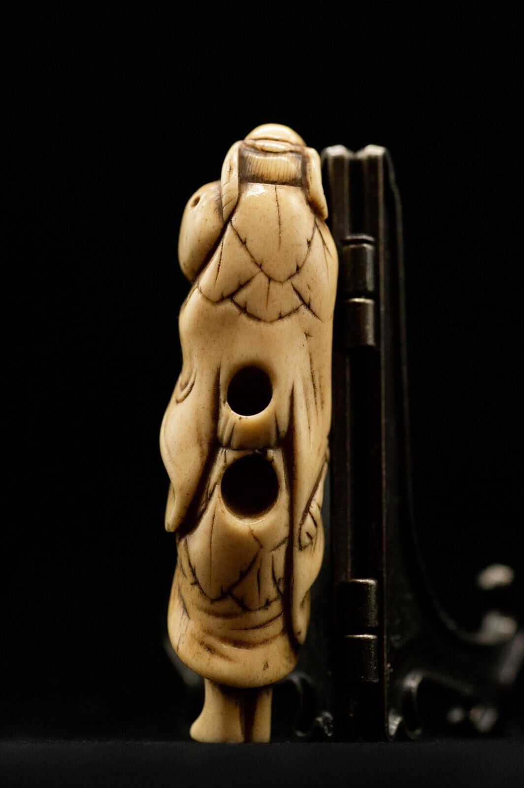 Stag Antler NETSUKE Hermit Japanese Edo Meiji Antique