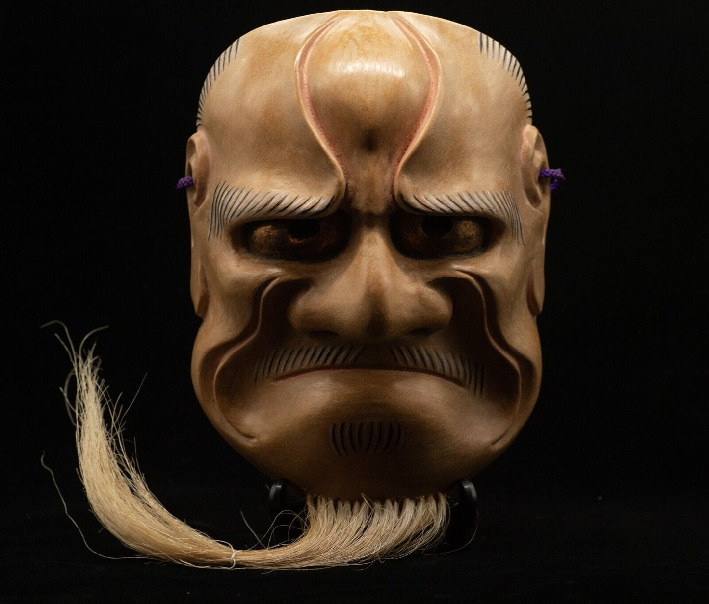 HQ Signed Wooden Noh Mask Beshimi Akujo 癋見悪尉 Noh Men Japanese Vintage