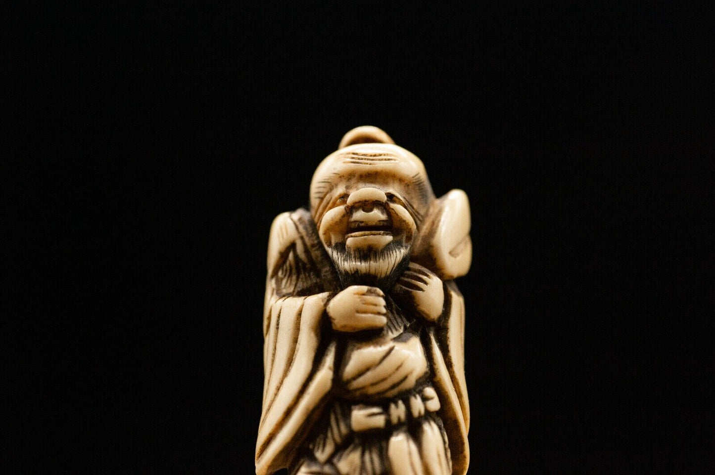 Stag Antler NETSUKE Hermit Japanese Edo - Meiji Antique Vintage