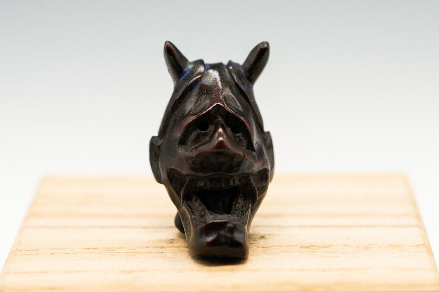 Signed NETSUKE Noh Mask Hannya 出目刀 Deme Katana Made Jpanese Antique Edo Period