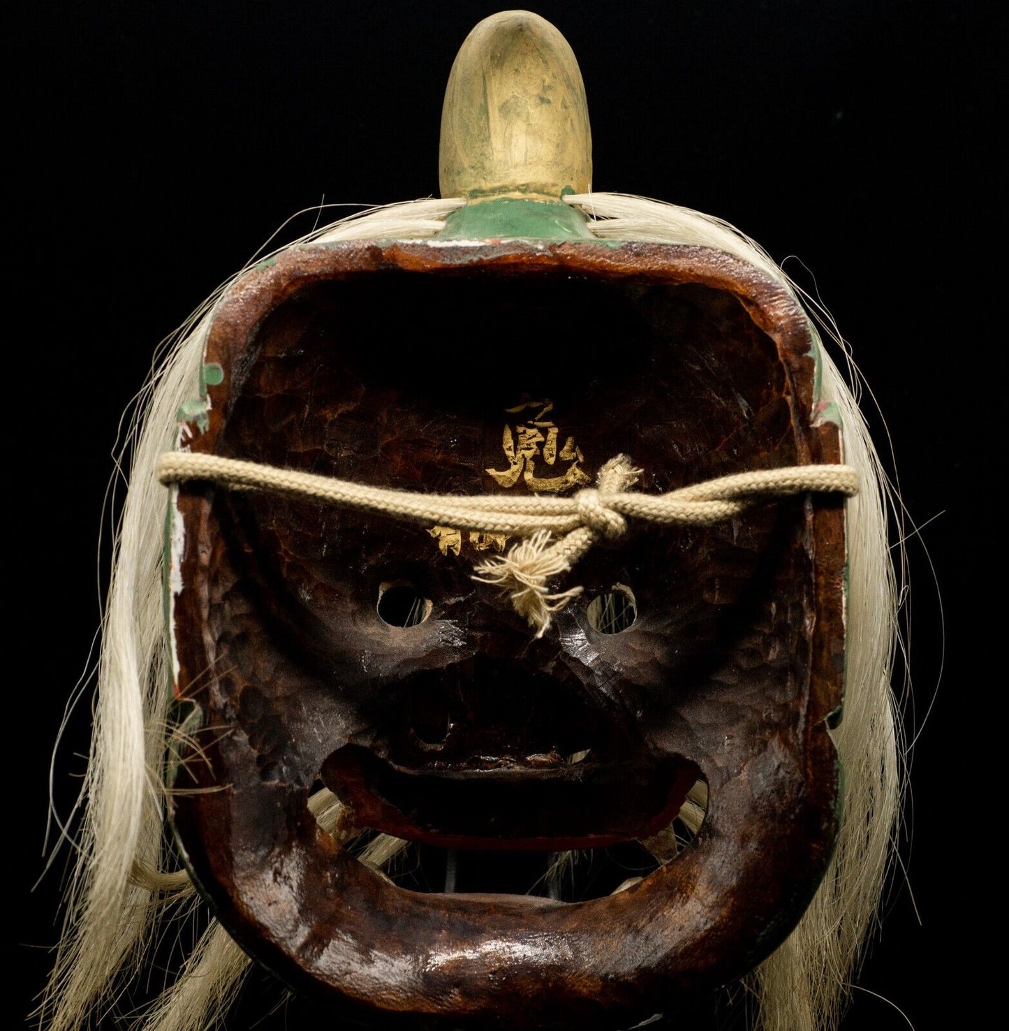 High Grade Signed Wooden Noh Mask Blue Demon Noh Men Japanese Antique Vintage