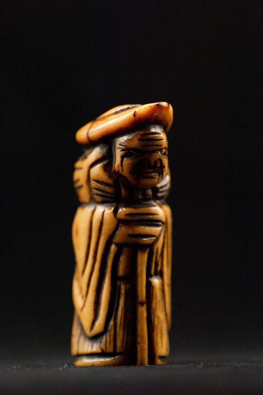 Stag Antler NETSUKE Dutchman Japanese Edo - Meiji Antique Vintage