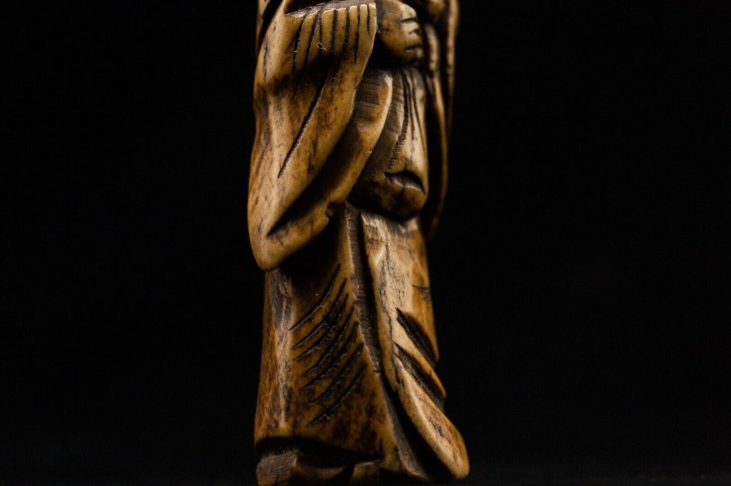 Stag Antler NETSUKE Hermit Japanese Edo - Meiji Antique Vintage