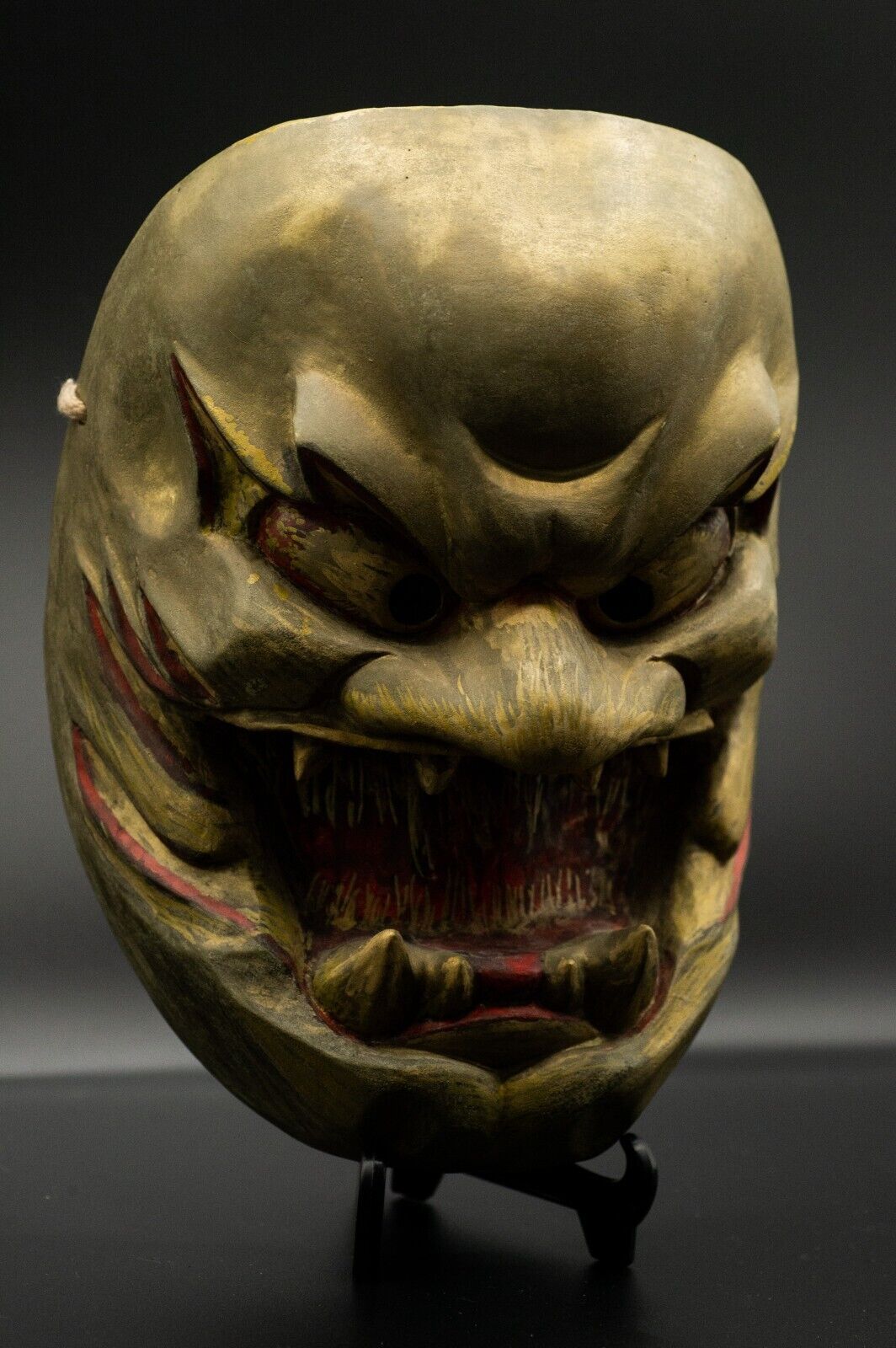 HQ Signed Wooden Noh Mask Demon Men Japanese Antique Vintage