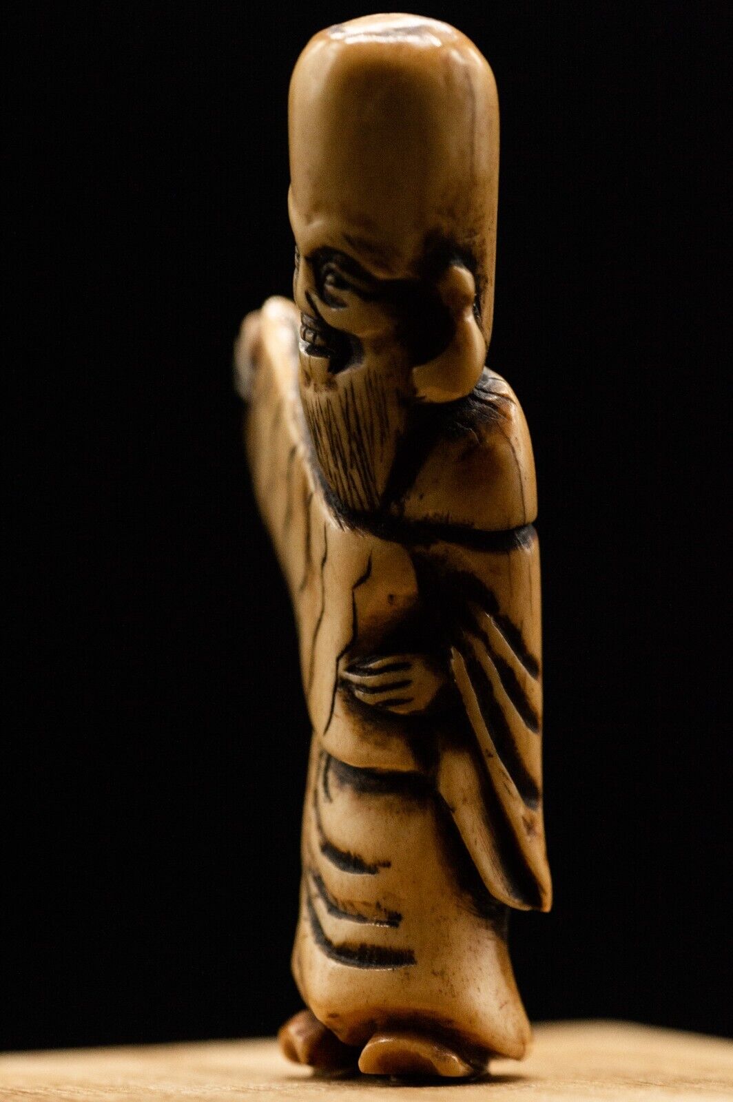 Stag Antler NETSUKE Wiseman Japanese Edo - Meiji Antique Vintage