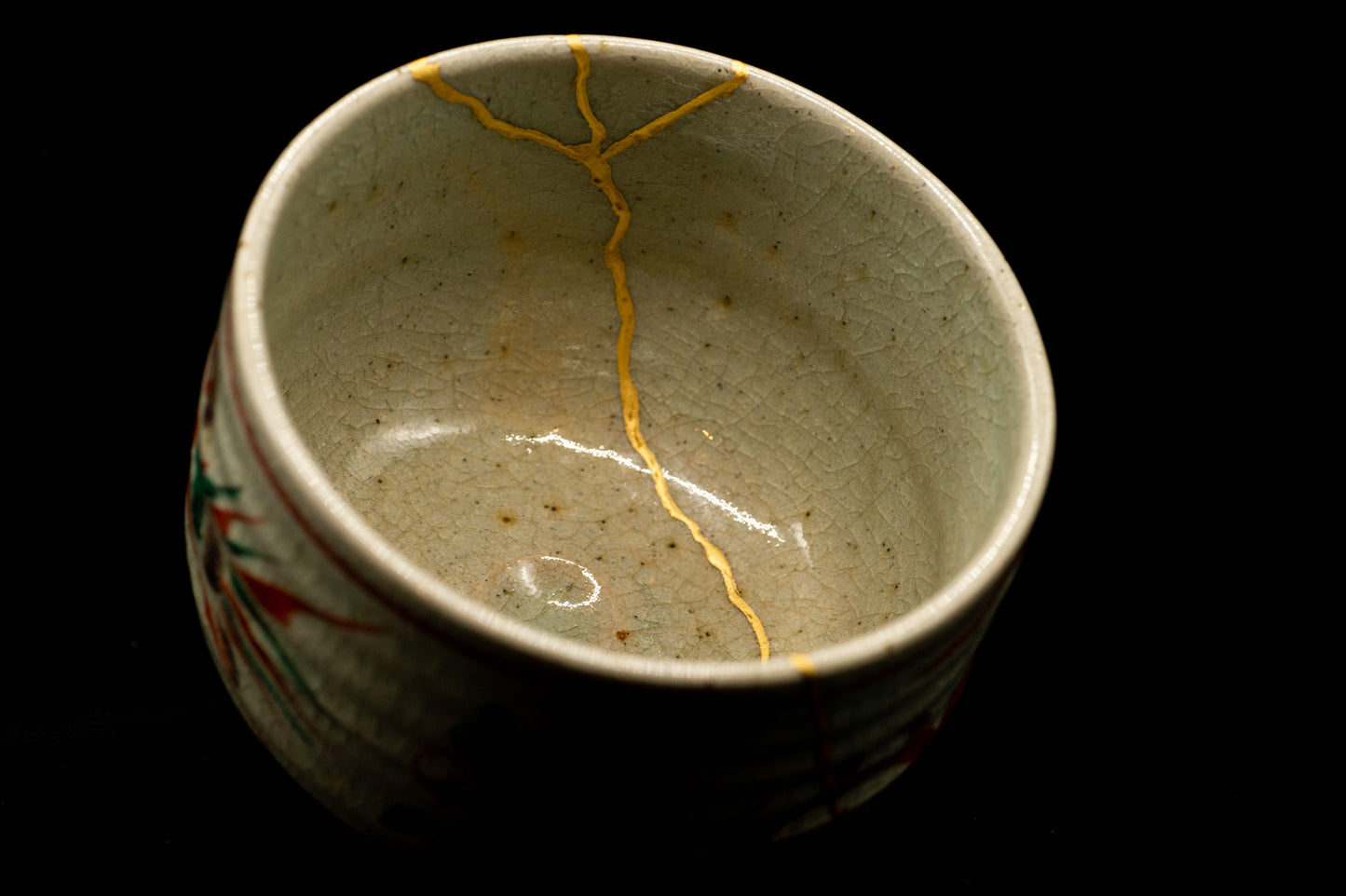 Genuine KINTSUGI Signed Tea Bowl Chawan Shibukusa Ware w/Box Japanese Tea cup