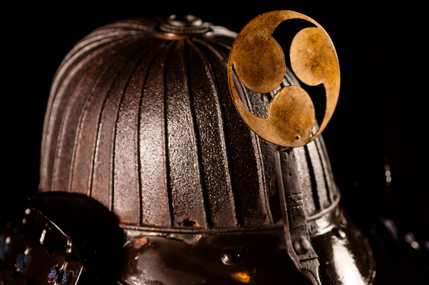 Genuine Antique Samurai Helmet Suji KABUTO Edo Period F/S KAB69