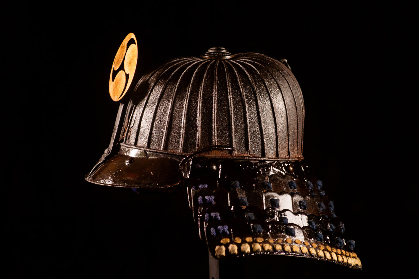 Genuine Antique Samurai Helmet Suji KABUTO Edo Period F/S KAB69