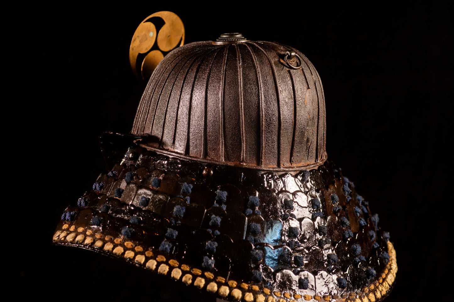 Genuine Antique Samurai Helmet Suji KABUTO Edo Period F/S KAB69