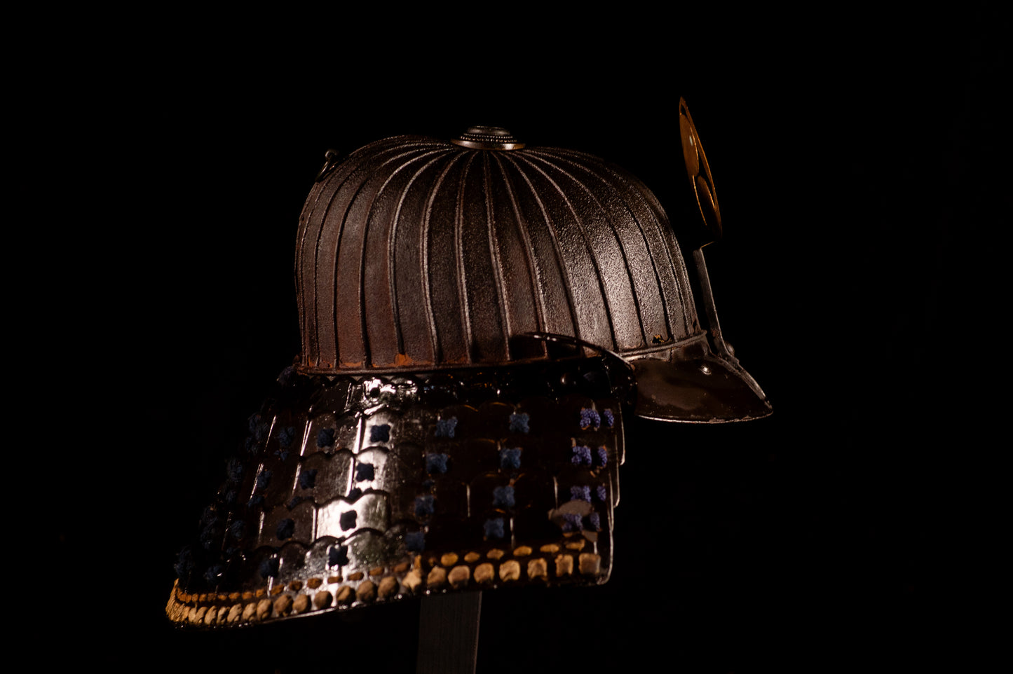 Genuine Antique Samurai Helmet Suji KABUTO Edo Period F/S KAB69