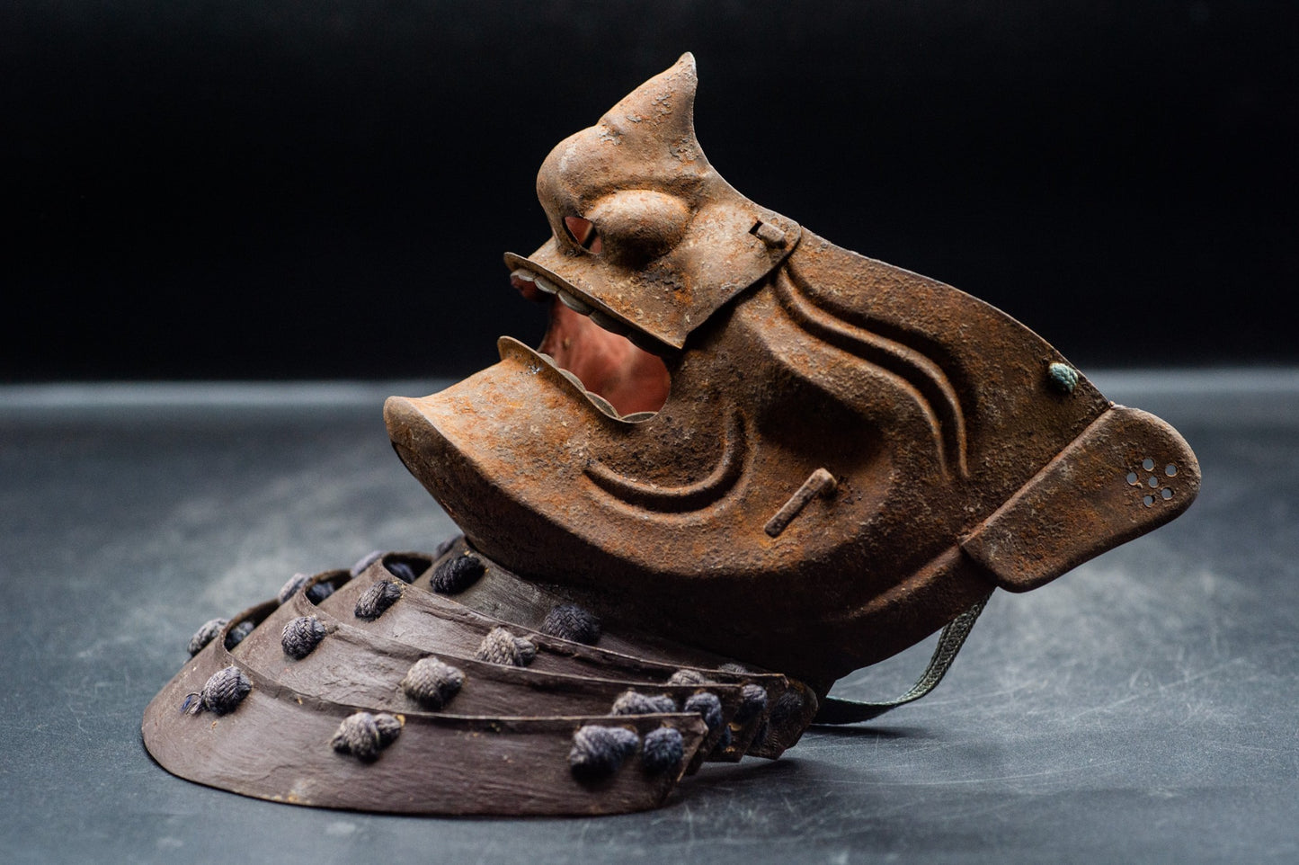 Genuine Iron MENPO Edo Period Antique Samurai Armor Mask Japanese