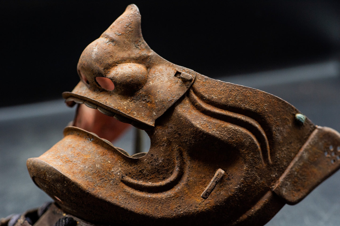 Genuine Iron MENPO Edo Period Antique Samurai Armor Mask Japanese