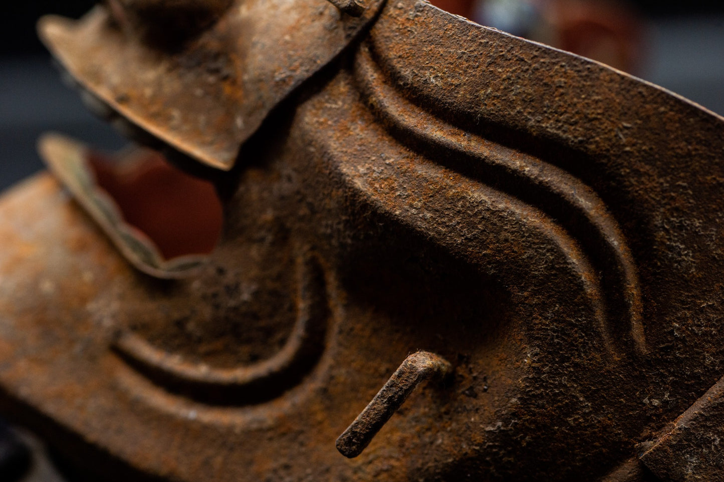 Genuine Iron MENPO Edo Period Antique Samurai Armor Mask Japanese