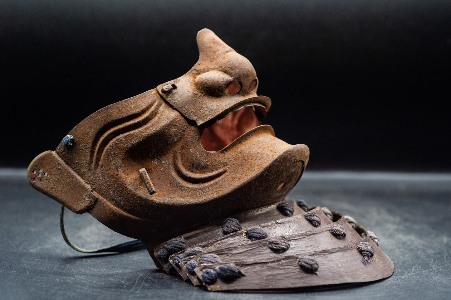 Genuine Iron MENPO Edo Period Antique Samurai Armor Mask Japanese