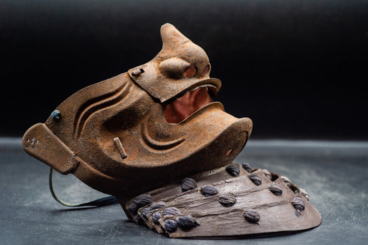 Genuine Iron MENPO Edo Period Antique Samurai Armor Mask Japanese