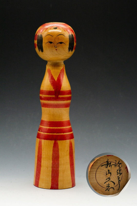 Vintage Kokeshi Japanese wooden traditional doll by Hisashi Niiyama 7" 177mm