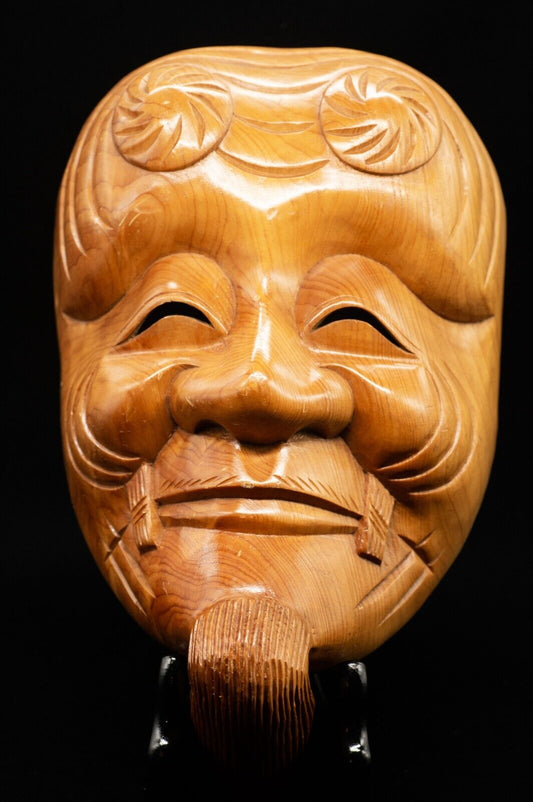 Large Wooden Noh Men Mask OKINA "翁"  Japanese Vintage / Antique