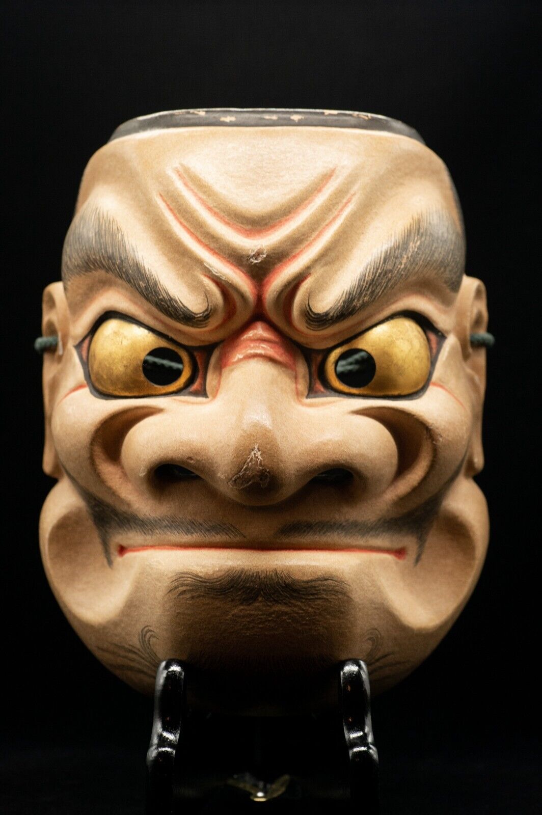 HQ Signed Wooden Noh Mask Oobeshimi 大癋見 w/Bag Ken Made Noh Men Japanese