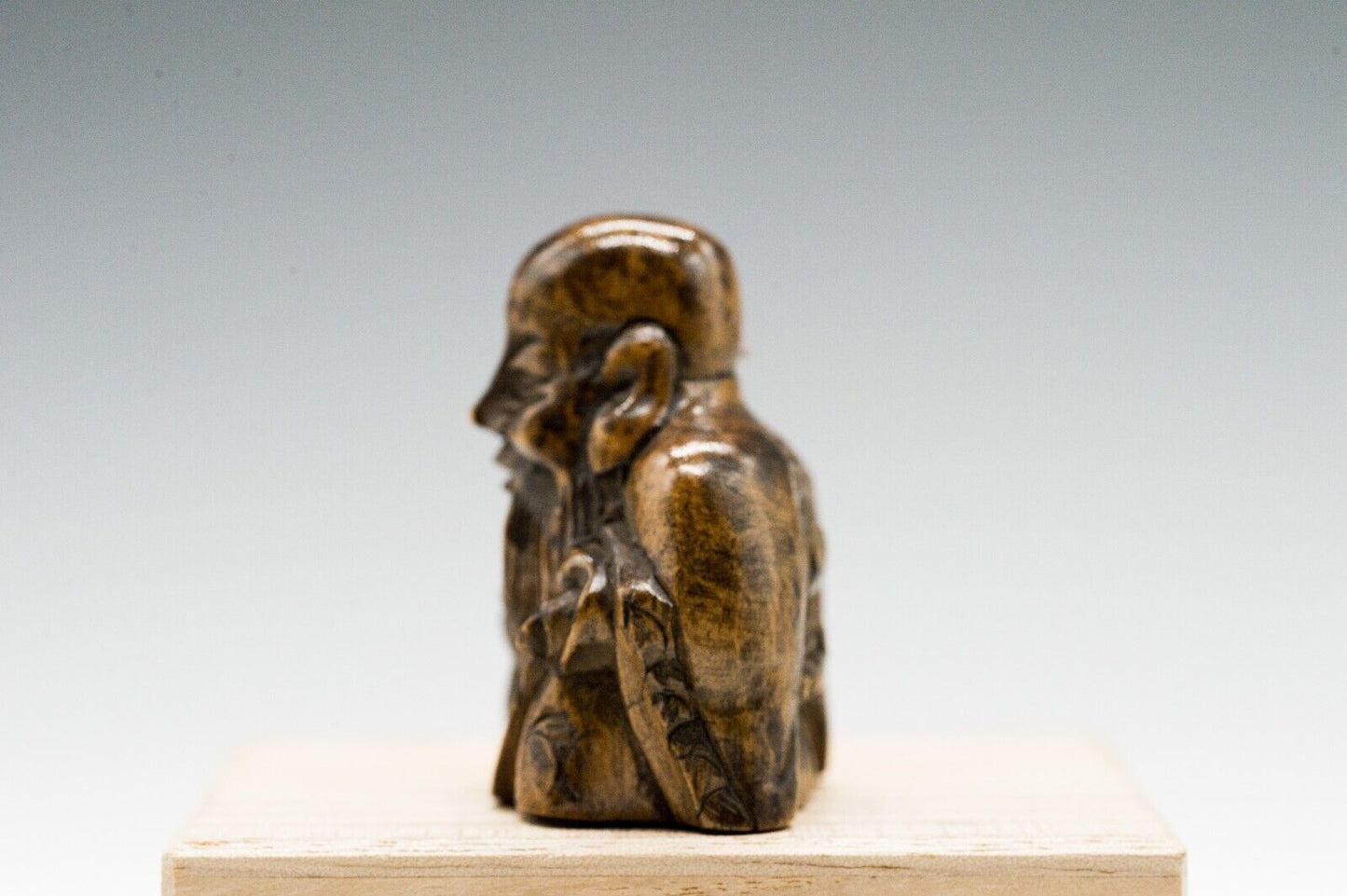 NETSUKE  "Hermit" Sennin Japanese Woodcraft Antique Vintage